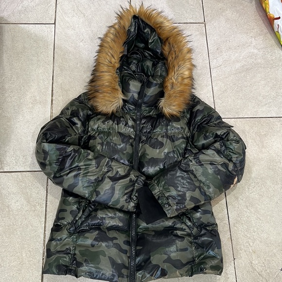 UPCYCLED S13 camouflage puffer coat jacket with runners thumb holes size XL - Picture 4 of 11